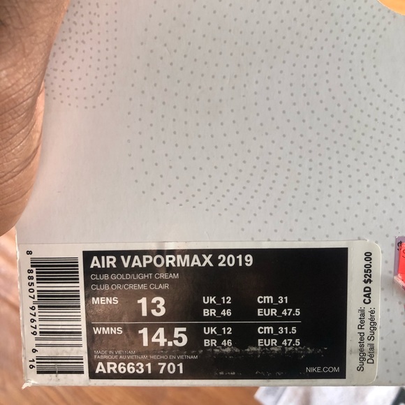 Nike Air Vapormax 2019 Crimson Gold - Picture 7 of 8